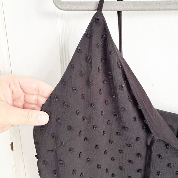 MINKPINK Swiss Dot Black Spaghetti Strap Tank Blouse Boho Bohemian Vibes Size L - Picture 2 of 11